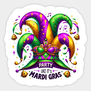 party like its Mardi Gras Tee: Revelry Unleashed Sticker